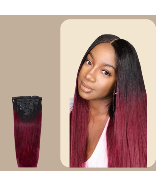 Kit de Extensiones Rectas Ombre Marrón Oscuro Clips 99J 120 gr Comment ça marche