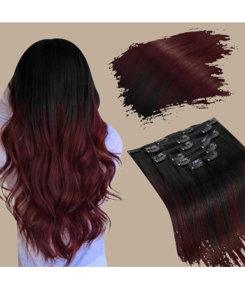 Kit de Extensiones Rectas Ombre Marrón Oscuro Clips 99J 120 gr Comment ça marche