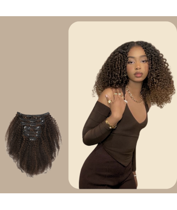 Kit de extensiones con clip Afro Curly Chocolate 120g store