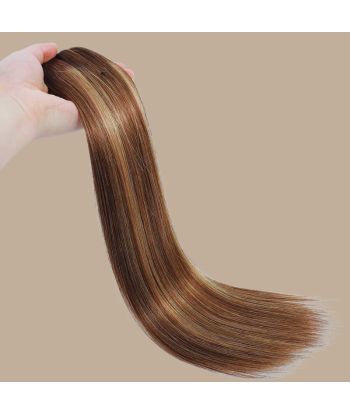 Kit de extensiones con clip rubio recto castaño medio 120 gr Comparez plus de prix