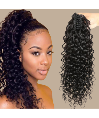 Coleta Castaño Oscuro Natural Clip Cabello Remy Ondas Profundas Dans la société mordern