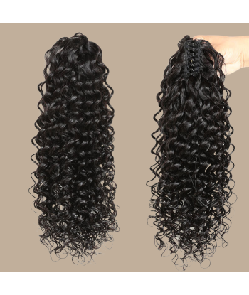 Coleta Castaño Oscuro Natural Clip Cabello Remy Ondas Profundas Dans la société mordern