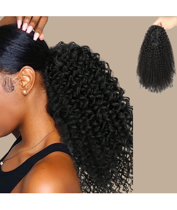 Coleta Castaño Oscuro con Clip Natural Pelo Remy Afro Rizado vous aussi creer 