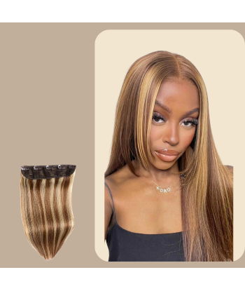 Clip Extension Straight Kastanienbraun Kettenstich Blond Mono Band Maxi Volume ouvre sa boutique