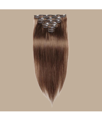 Steife Clip-Extensions Haselnussbraun de pas cher