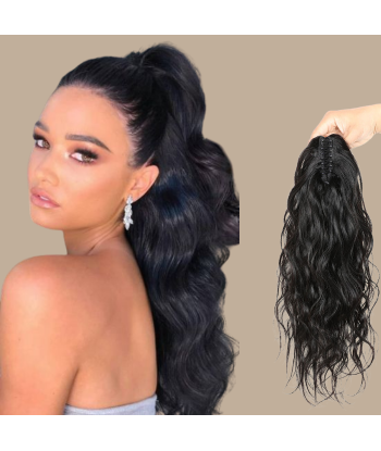 Pferdeschwanz Ponytail Dunkelbraun mit Pinzette Natural Remy Hair Body Wave Livraison rapide