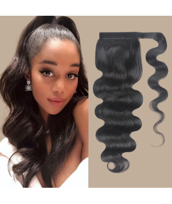 Pferdeschwanz Ponytail Dunkelbraun Magisches Band Remy Hair Body Wave Véritable concentré