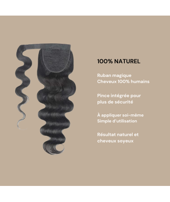 Pferdeschwanz Ponytail Dunkelbraun Magisches Band Remy Hair Body Wave Véritable concentré