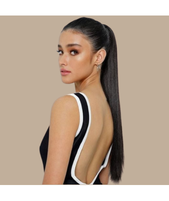 Pferdeschwanz Ponytail Dunkelbraun Mit Kordel Remy Hair Straight la colonne vertébrale