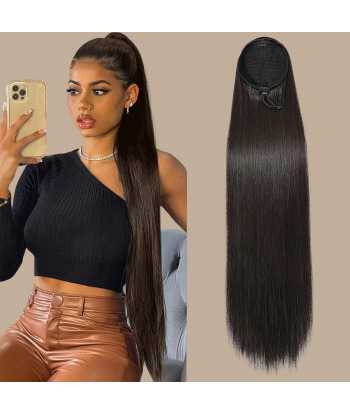 Pferdeschwanz Ponytail Dunkelbraun Mit Kordel Remy Hair Straight la colonne vertébrale