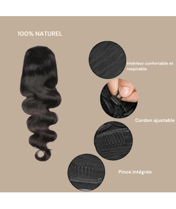 Pferdeschwanz Ponytail Dunkelbraun Mit Kordel Remy Hair Body Wave Par le système avancé 