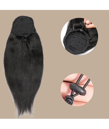 Pferdeschwanz Ponytail Dunkelbraun Mit Kordel Remy Hair Yaki Straight plus qu'un jeu 