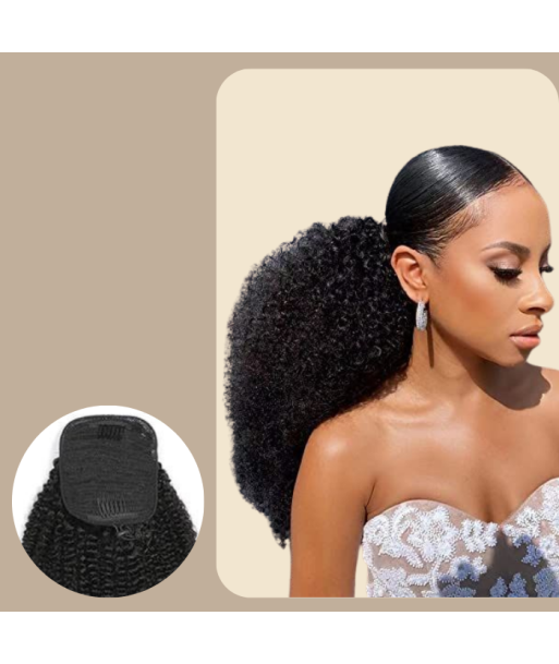 Pferdeschwanz Ponytail Dunkelbraun Mit Kordel Remy Hair Afro Curly brillant des détails fins