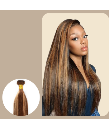 Haarglätter Jungfernhaar Human Hair Straight 7A Kastanienbraun Getrocknet Blond P4/27 100 Gr soldes