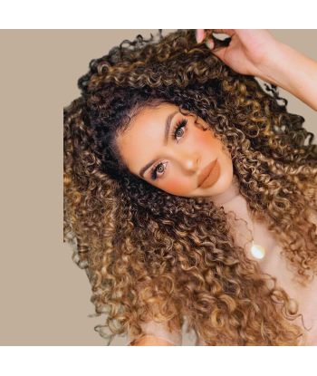 Kit de extensões Afro Curly Ombre Castanho Chocolate Louro com clipes 120 gr Comment ça marche