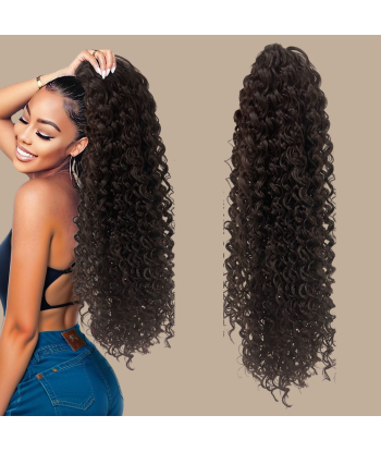 Rabo de cavalo castanho-escuro natural com mola para cabelo Remy Deep Wave en ligne