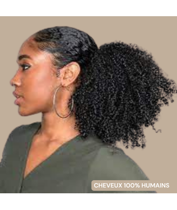 Rabo de cavalo castanho escuro com mola natural Cabelo afro encaracolado Comparez plus de prix