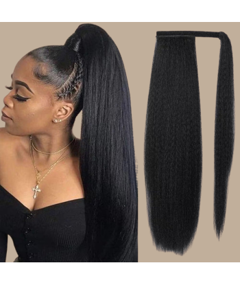 Rabo-de-cavalo Castanho Escuro Magic Ribbon Cabelo Remy Yaki Liso d'Europe débarque