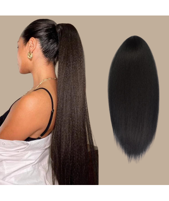 Rabo-de-cavalo Castanho Escuro Magic Ribbon Cabelo Remy Yaki Liso d'Europe débarque