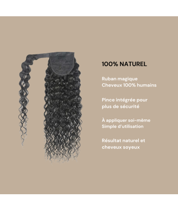 Rabo de cavalo castanho escuro Magic Ribbon Cabelo Remy Water Wave Paris Déstockage Promo