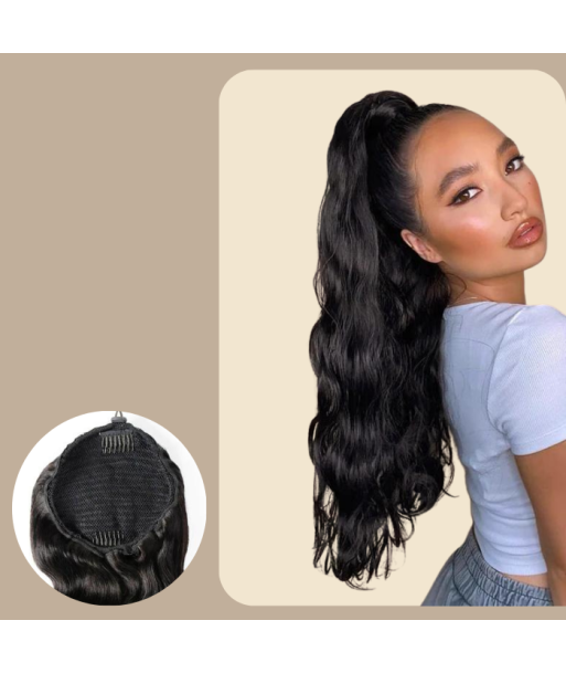 Rabo-de-cavalo castanho-escuro A Cordon Remy Hair Body Wave l'évolution des habitudes 