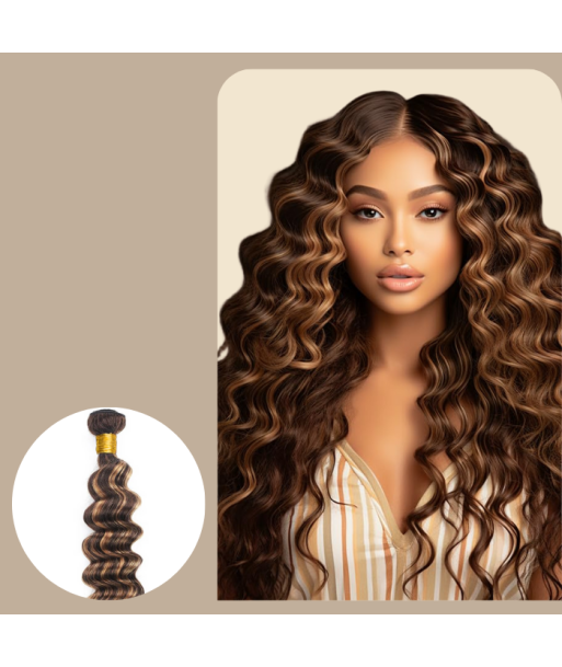 Tissage Vierge Cabelo Humano Ondas Profundas 7A Chatain Méché Blond P4/27 100 Gr outlet