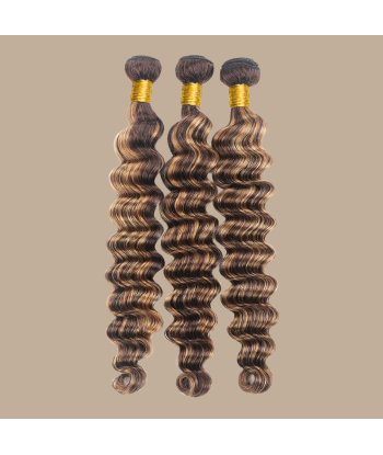 Tissage Vierge Cabelo Humano Ondas Profundas 7A Chatain Méché Blond P4/27 100 Gr outlet