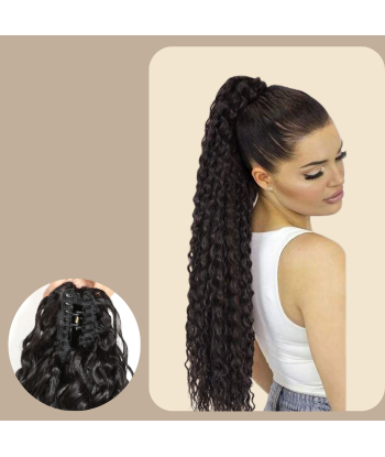 Pferdeschwanz Ponytail Dunkelbraun mit Pinzette Natur Remy Hair Deep Wave sélection de produits