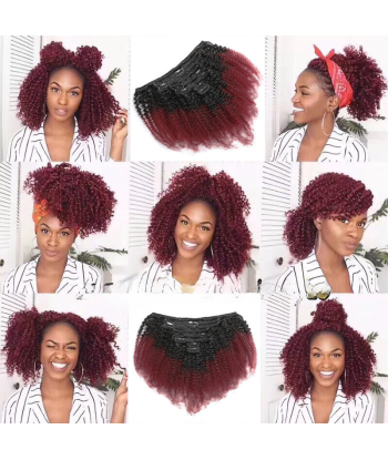 Afro Curly Ombre Dark Brown Clip-In Extensions Kit 99J 120 gr de l' environnement