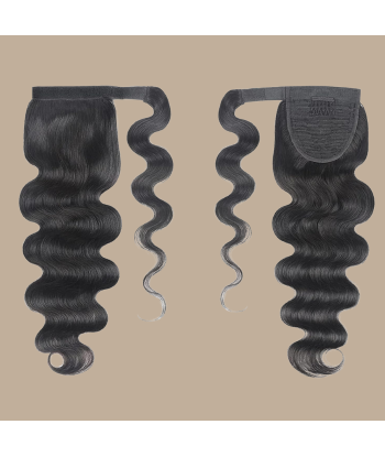 Coda di cavallo marrone scuro nastro magico capelli Remy corpo onda pas cher