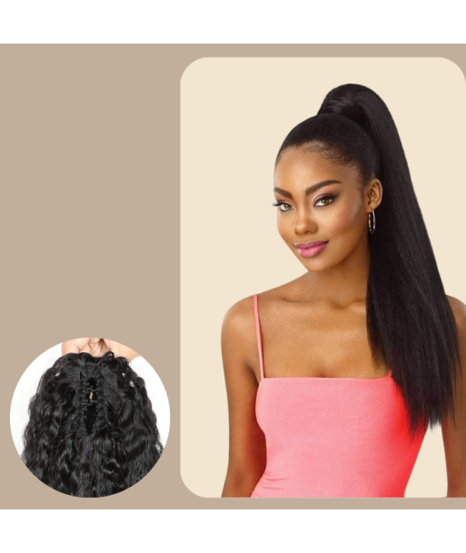 Rabo de cavalo castanho-escuro natural com mola para cabelo liso crespo offre 