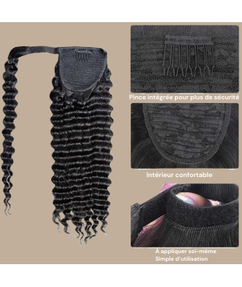 Rabo de cavalo castanho escuro Magic Ribbon Cabelo Remy Deep Wave de France