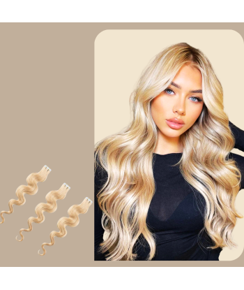 Blond platinum bølgete limforlengelser outlet