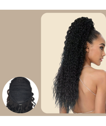 Rabo-de-cavalo castanho-escuro com cordão de cabelo Remy Deep Wave les muscles