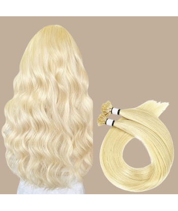 100 Keratin Extensions Rett Premium Med Flat Topp 613 de pas cher