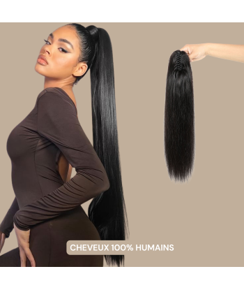 Pferdeschwanz Ponytail Dunkelbraun mit Pinzette Natur Remy Hair Straight chez Cornerstreet bien 