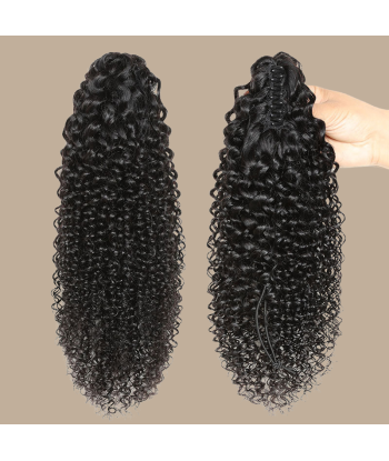 Pferdeschwanz Ponytail Dunkelbraun mit Pinzette Natur Remy Hair Kinky Curly de pas cher