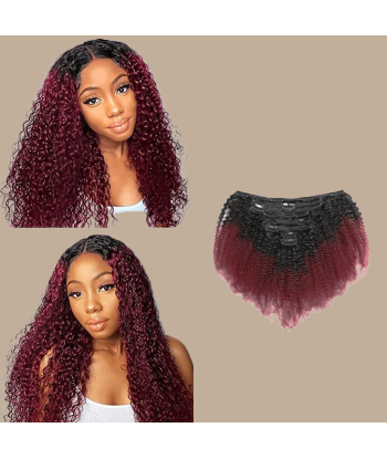 Kit de Extensões Afro Curly Ombre Castanho Escuro 99J 120 gr de technologie