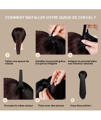 Rabo de cavalo castanho escuro Magic Ribbon Cabelo Remy Liso du meilleur 