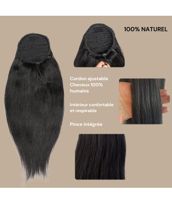 Rabo-de-cavalo castanho-escuro A Cordon Remy Hair Yaki Straight pas chere