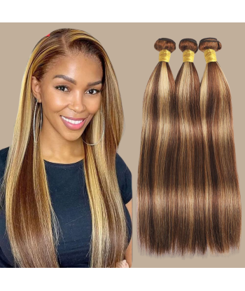 Tecer Cabelo Virgem Cabelo Humano Liso 7A Castanho Médio Louro P4/27 100 Gr Livraison rapide