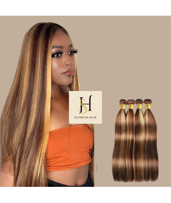 Tecer Cabelo Virgem Cabelo Humano Liso 7A Castanho Médio Louro P4/27 100 Gr Livraison rapide