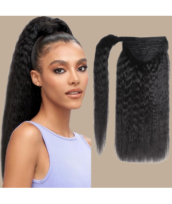 Coda di cavallo marrone scuro nastro magico capelli Remy Kinky Straight Venez acheter