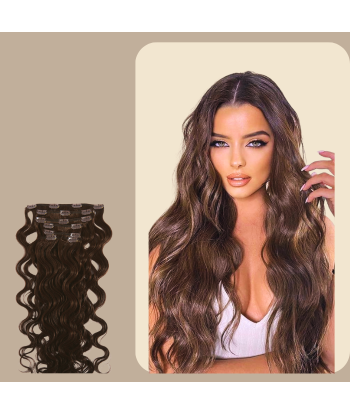 Chocolate Wavy Clip Extensions solde