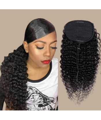 Hästsvans mörkbrun med sladd Remy Hair Deep Wave En savoir plus