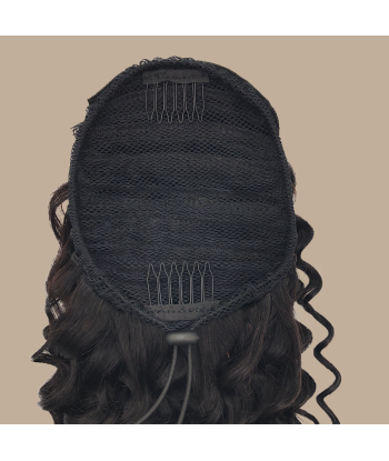 Hästsvans mörkbrun med sladd Remy Hair Deep Wave En savoir plus