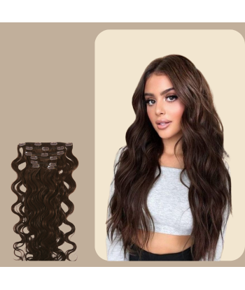 Extensiones de clip onduladas marrones sur le site 