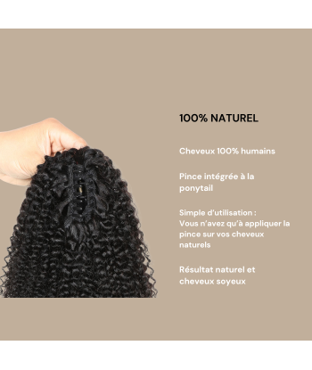 Coleta Castaño Oscuro con Clip Natural Pelo Remy Afro Rizado vous aussi creer 