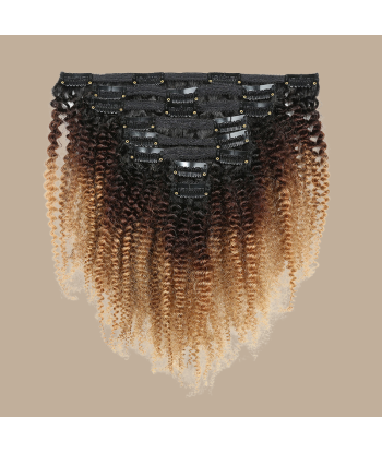 Afro Curly Ombre Brown Chocolate Blonde Clip-In Extensions Kit 120 gr. pas chere