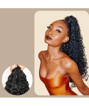 Pferdeschwanz Ponytail Dunkelbraun mit Pinzette Natur Remy Hair Kinky Curly brillant des détails fins